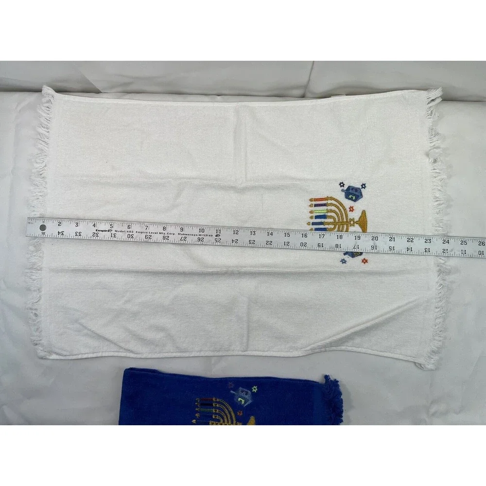 2 Pcs Set Rite Lite Chanukah Sparkle Printed Towel 1 White‎ & 1 Blue 24x15”